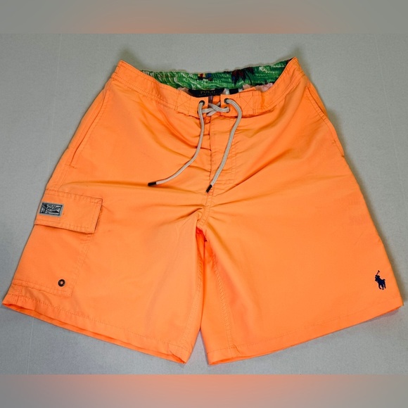 Polo Ralph Lauren Beach Swim Board Surf Shorts/Trunks Bright Orange Size M - Picture 5 of 13